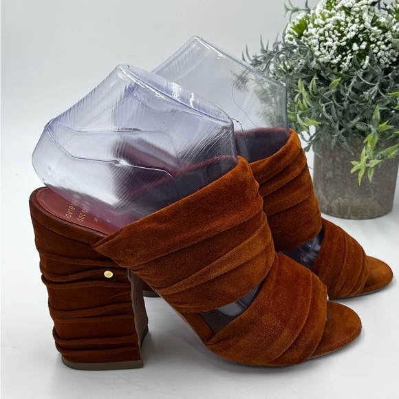 Laurence Dacade Paris Rona Ruched Suede Slide Rust cinnamon Sandals Sz 37.5/US 7 - Picture 4 of 16